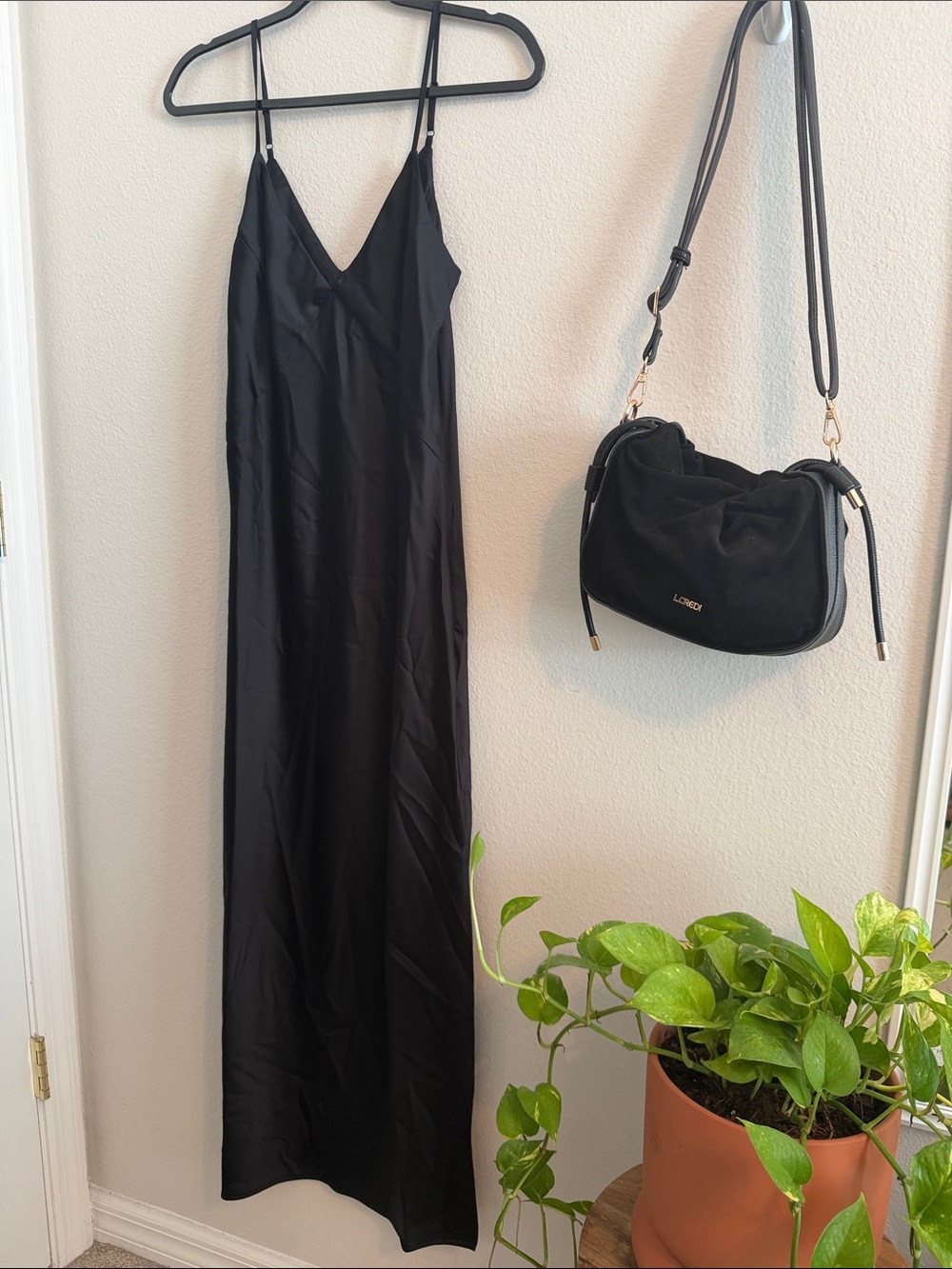 a new day Black Slip Maxi Dress with Spaghetti Straps